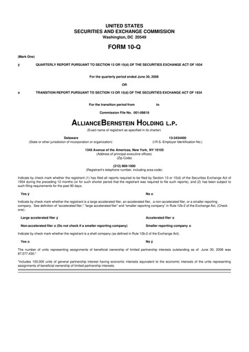 Thumbnail AllianceBernstein 10-Q Quarterly Report FY 