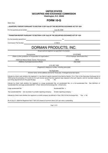 Thumbnail Dorman Products 10-Q Quarterly Report FY 