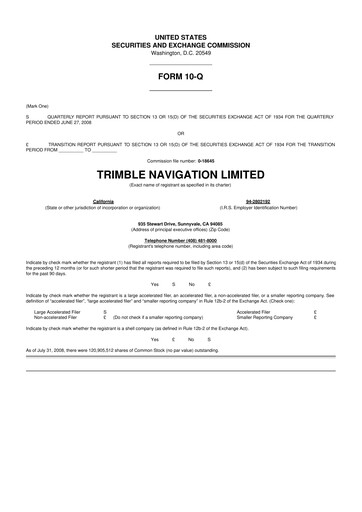 Vorschaubild Trimble 10-Q Quartalsbericht  