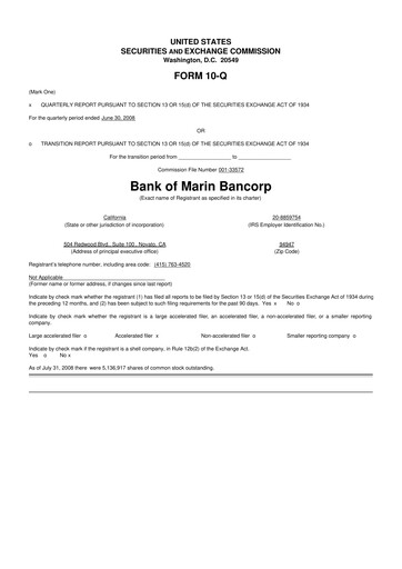 Vorschaubild Bank of Marin Bancorp
 10-Q Quartalsbericht  