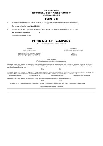 Thumbnail Ford 10-Q Quarterly Report FY 