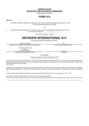 Thumbnail Orthofix Medical
 10-Q Quarterly Report FY 