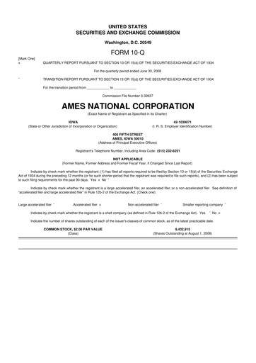 Thumbnail Ames National Corp. 10-Q Quarterly Report FY 