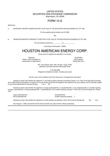 Thumbnail Houston American Energy 10-Q Quarterly Report FY 