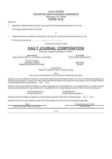 Thumbnail Daily Journal 10-Q Quarterly Report FY 