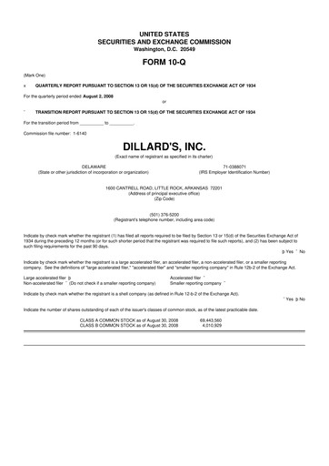Miniature Dillard's
 10-Q Rapport trimestriel  