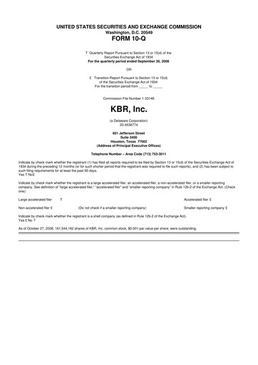 Thumbnail KBR
 10-Q Quarterly Report FY 