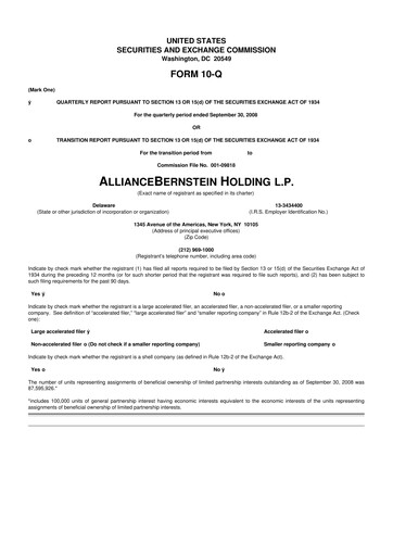 Thumbnail AllianceBernstein 10-Q Quarterly Report FY 