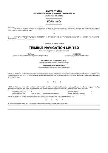 Vorschaubild Trimble 10-Q Quartalsbericht  