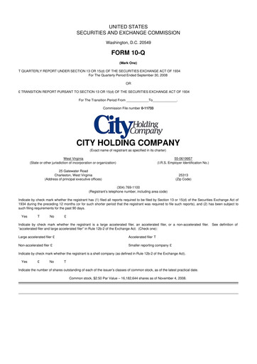 Thumbnail City Holding Company 10-Q Quarterly Report FY 
