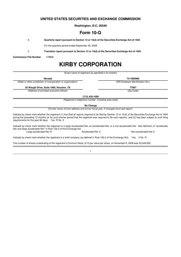 Thumbnail Kirby Corporation
 10-Q Quarterly Report FY 