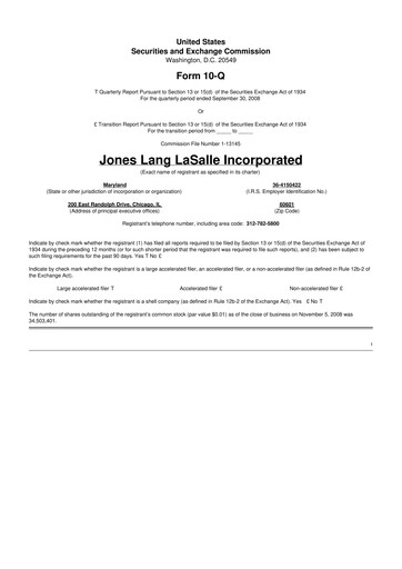 Vorschaubild Jones Lang LaSalle 10-Q Quartalsbericht  