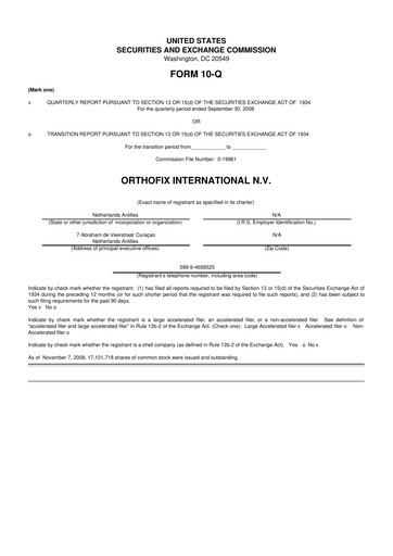 Thumbnail Orthofix Medical
 10-Q Quarterly Report FY 