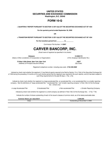 Thumbnail Carver Bancorp 10-Q Quarterly Report FY 