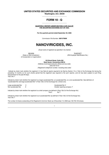 Thumbnail NanoViricides 10-Q Quarterly Report FY 