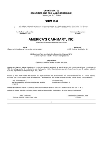 Thumbnail America's Car-Mart 10-Q Quarterly Report FY 