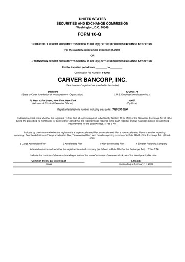 Thumbnail Carver Bancorp 10-Q Quarterly Report FY 