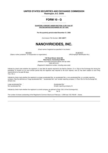 Thumbnail NanoViricides 10-Q Quarterly Report FY 