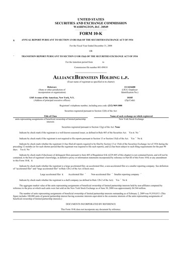 Thumbnail AllianceBernstein 10-K Annual Report 