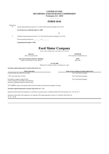 Miniature Ford 10-K Rapport annuel 