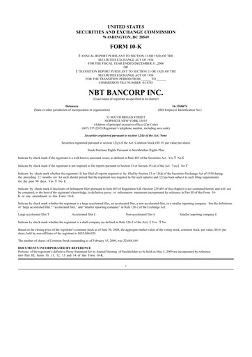 Thumbnail NBT Bancorp 10-K Annual Report 