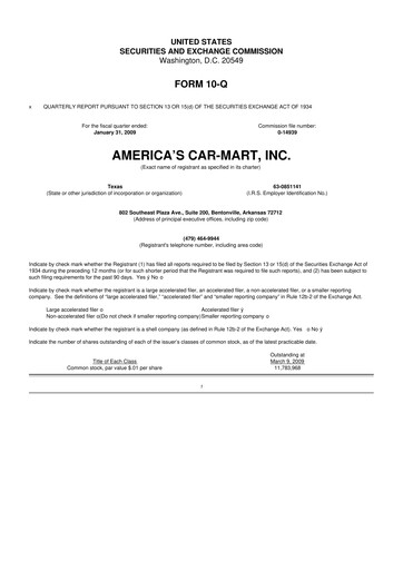 Thumbnail America's Car-Mart 10-Q Quarterly Report FY 