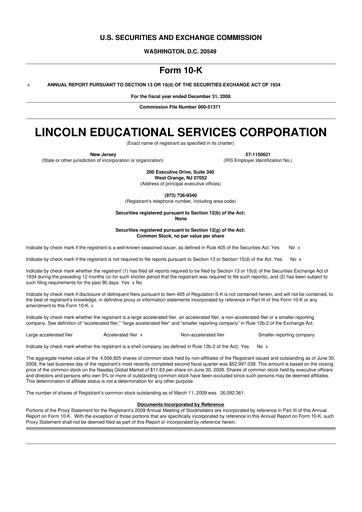 Vorschaubild Lincoln Educational Services 10-K Jahresbericht 