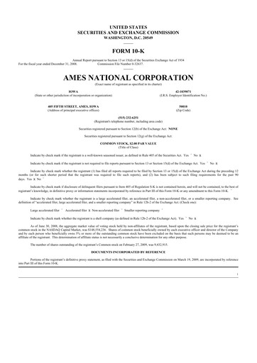 Thumbnail Ames National Corp. 10-K Annual Report 