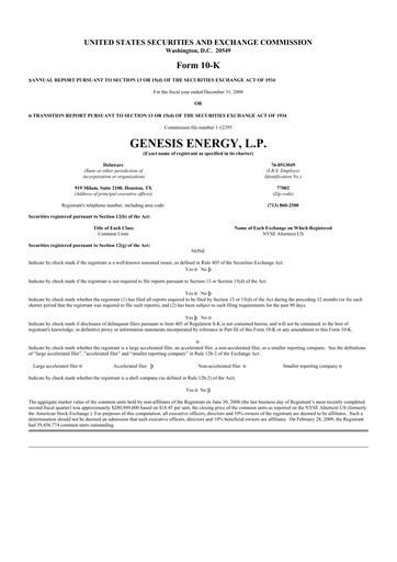 Thumbnail Genesis Energy  L.P. 10-K Annual Report 