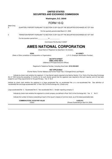 Thumbnail Ames National Corp. 10-Q Quarterly Report FY 