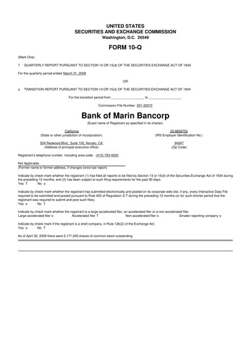 Vorschaubild Bank of Marin Bancorp
 10-Q Quartalsbericht  