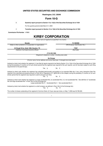 Thumbnail Kirby Corporation
 10-Q Quarterly Report FY 