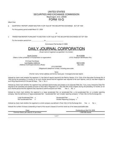 Thumbnail Daily Journal 10-Q Quarterly Report FY 