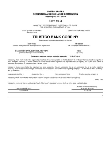 Thumbnail Trustco Bank 10-Q Quarterly Report FY 