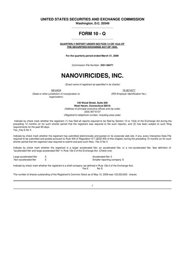 Thumbnail NanoViricides 10-Q Quarterly Report FY 