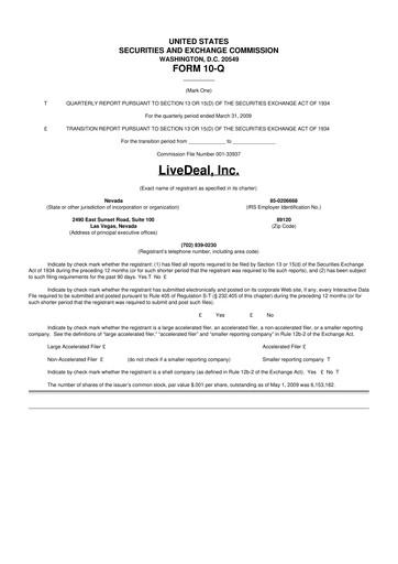 Thumbnail Live Ventures 10-Q Quarterly Report FY 