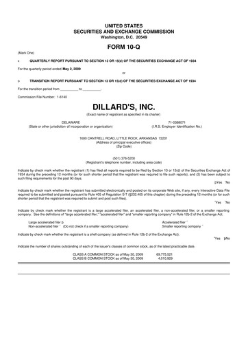 Miniature Dillard's
 10-Q Rapport trimestriel  