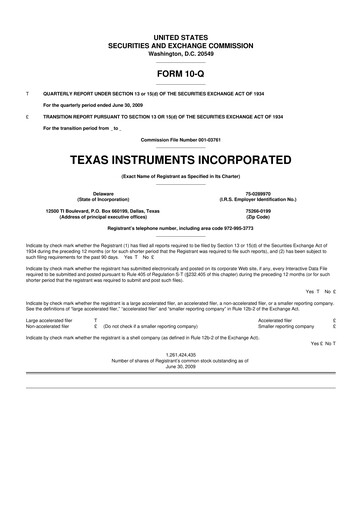 Vorschaubild Texas Instruments 10-Q Quartalsbericht  