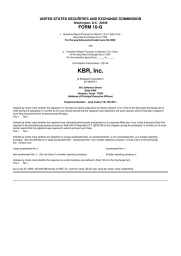 Thumbnail KBR
 10-Q Quarterly Report FY 