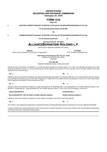 Thumbnail AllianceBernstein 10-Q Quarterly Report FY 