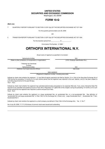 Thumbnail Orthofix Medical
 10-Q Quarterly Report FY 