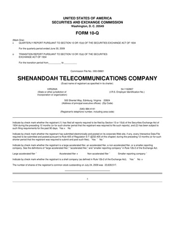 Thumbnail Shentel 10-Q Quarterly Report FY 