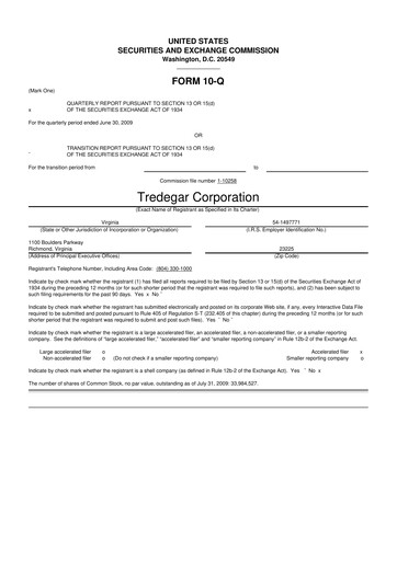 Thumbnail Tredegar 10-Q Quarterly Report FY 
