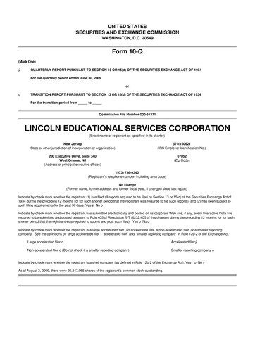 Thumbnail Lincoln Educational Services 10-Q Quarterly Report FY 