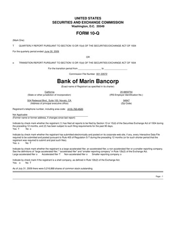 Vorschaubild Bank of Marin Bancorp
 10-Q Quartalsbericht  
