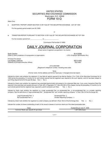 Thumbnail Daily Journal 10-Q Quarterly Report FY 