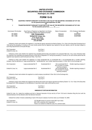 Thumbnail United Airlines Holdings
 10-Q Quarterly Report FY 