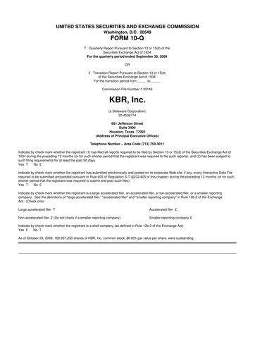 Thumbnail KBR
 10-Q Quarterly Report FY 