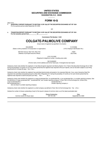 Thumbnail Colgate-Palmolive 10-Q Quarterly Report FY 