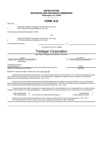 Thumbnail Tredegar 10-Q Quarterly Report FY 